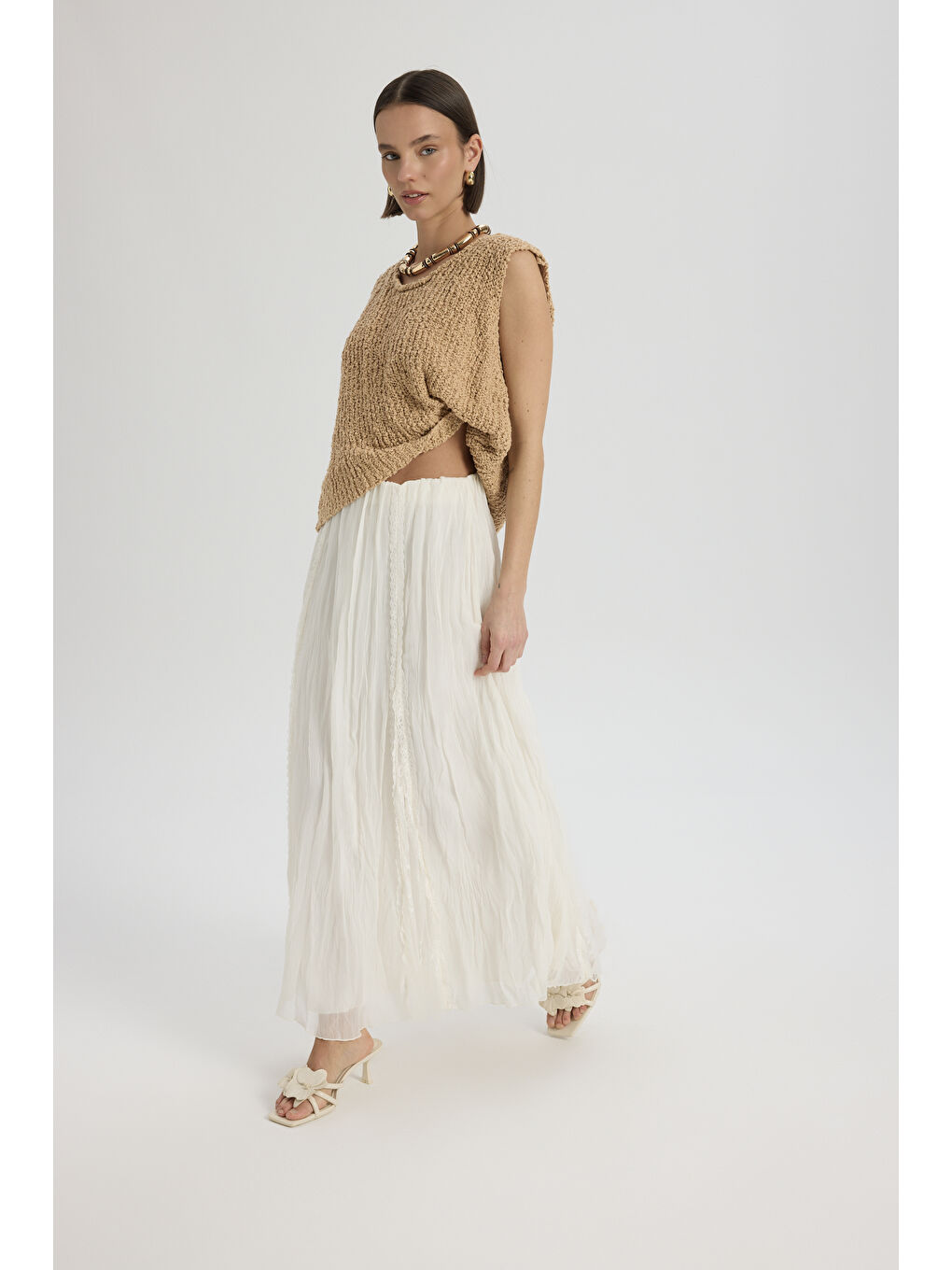 Aurore Dantel Detay Ekru Etek-2