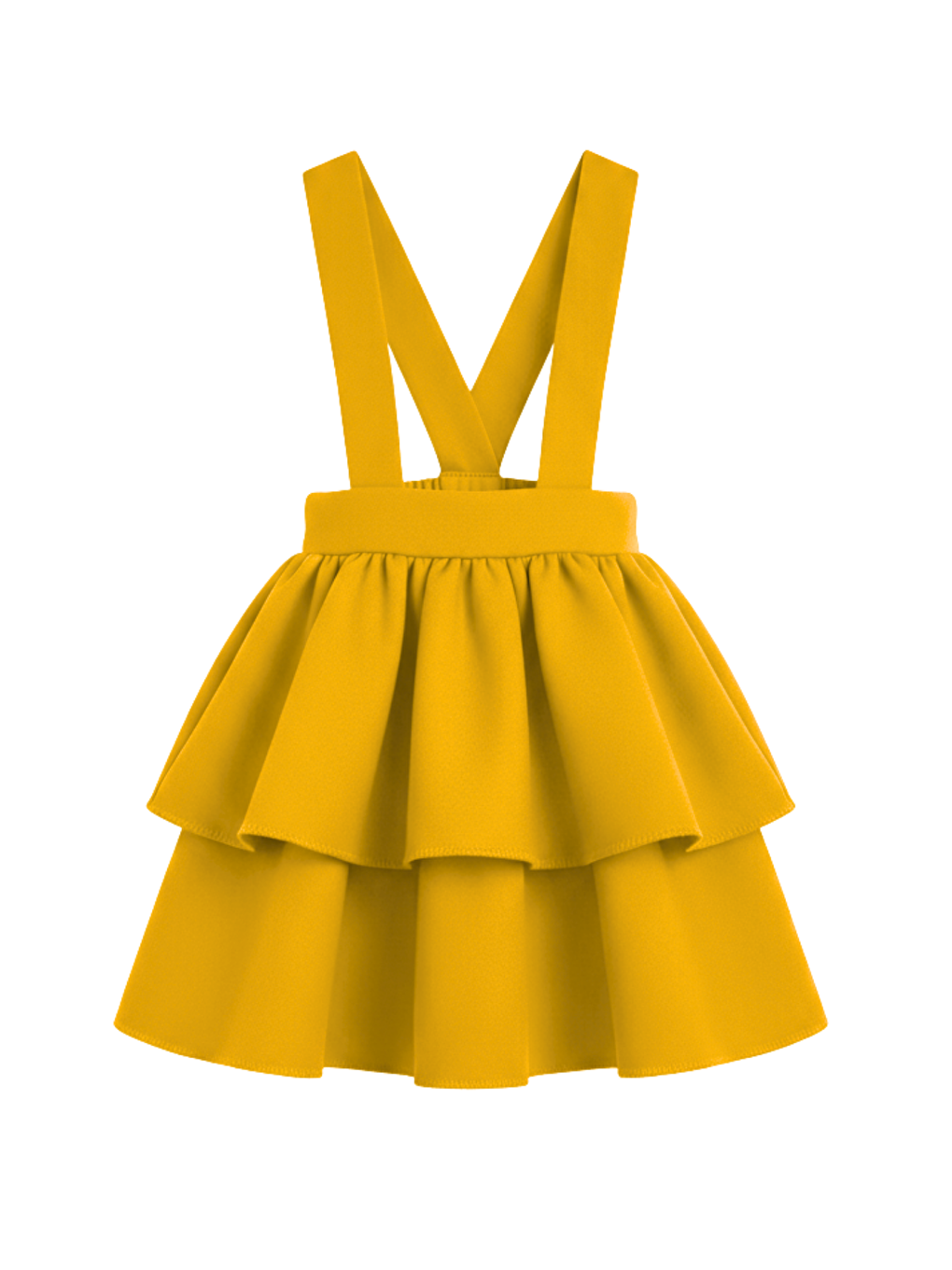 Kız Çocuk Helen Sarı Askılı Kat Kat Bağlama Jile Elbise-2