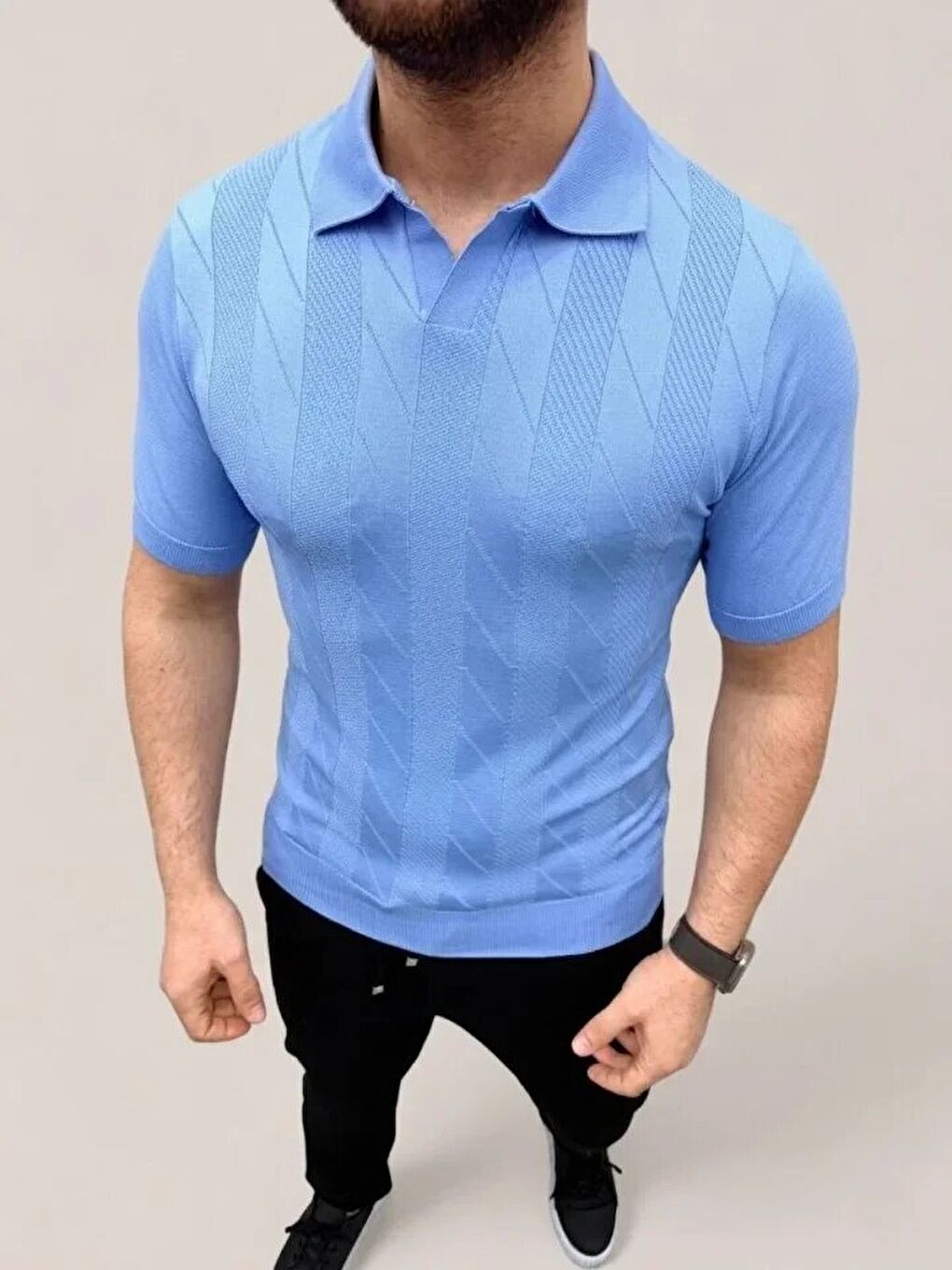 Mavi Erkek Yazlık Triko Dokuma Tişört-3