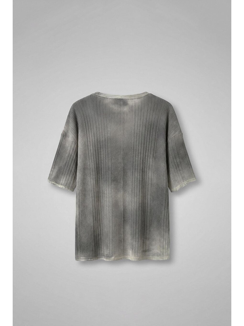 Erkek Super Oversize Desenli Triko T-Shirt Siyah-1