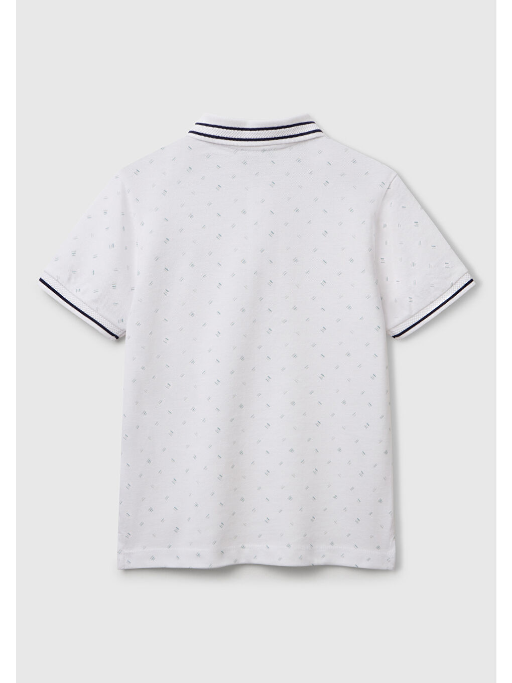 Erkek Çocuk Beyaz Desenli Çizgili Polo T-Shirt-1