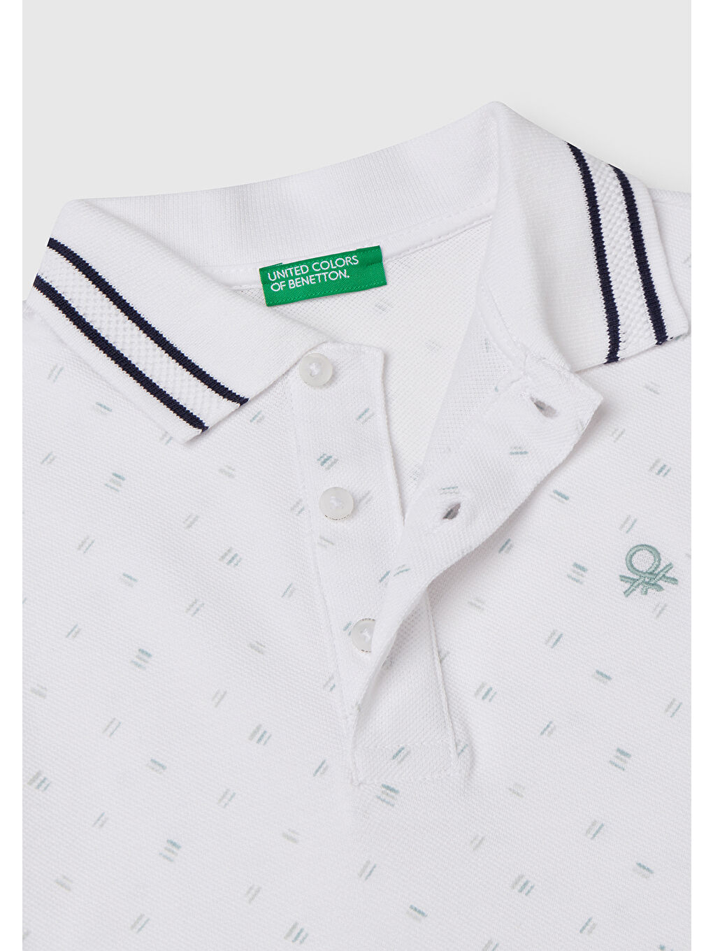 Erkek Çocuk Beyaz Desenli Çizgili Polo T-Shirt-2