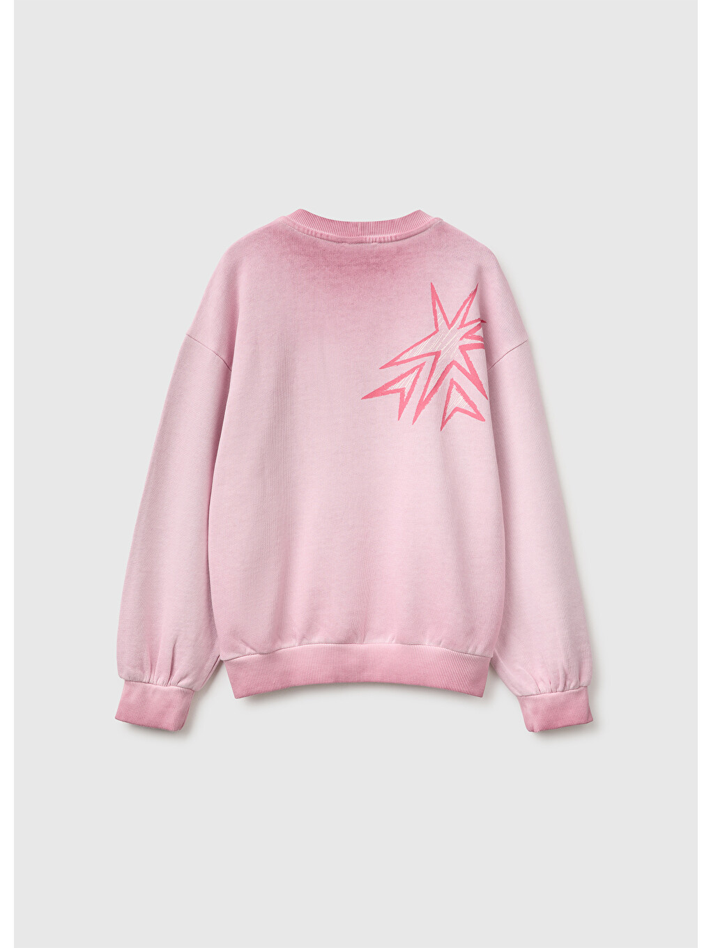 Kız Çocuk Pembe Önü Lilo&stitch Baskılı Oversize Bisiklet Yaka Sweatshirt-1