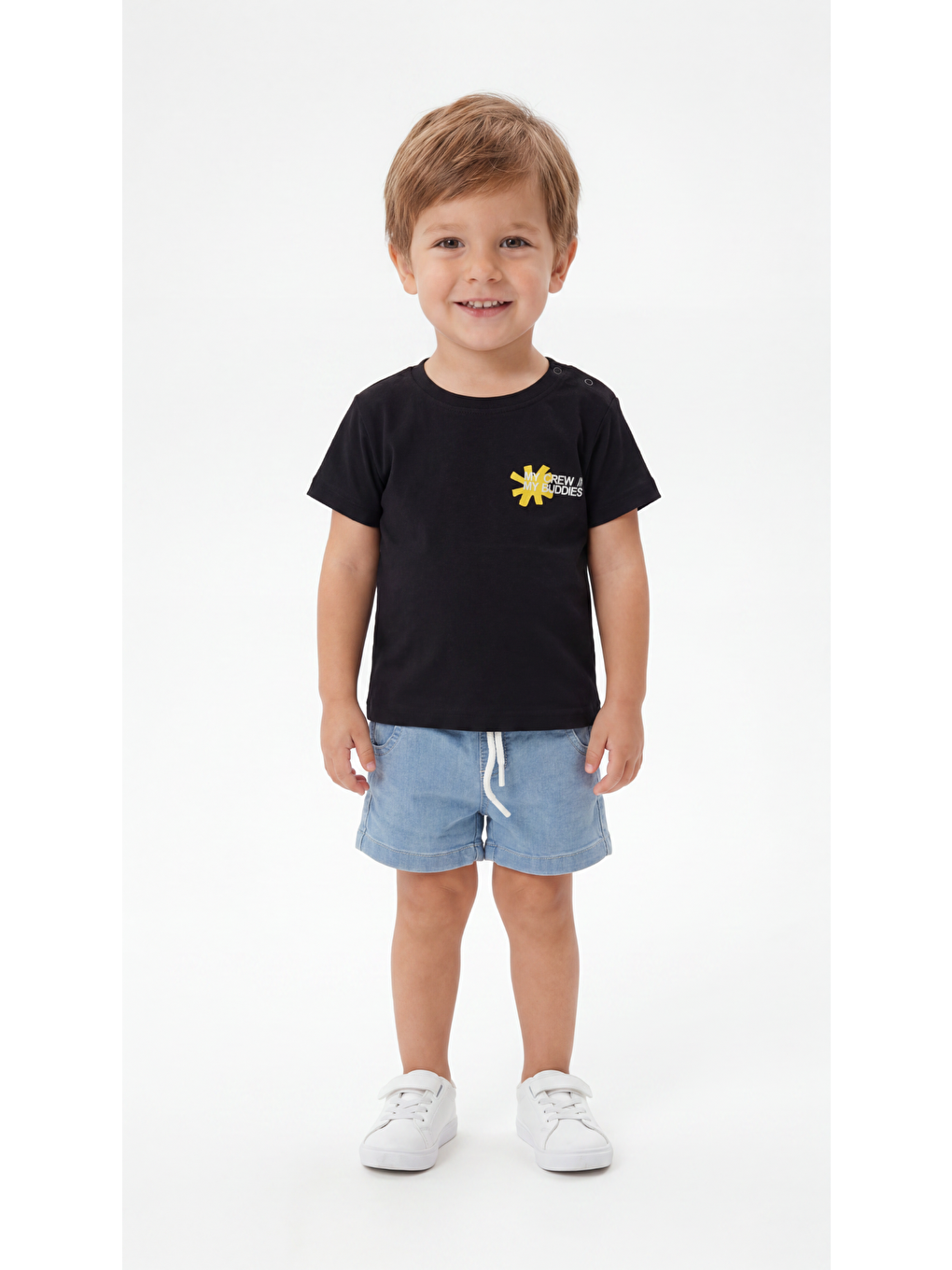 Siyah My Crew My Buddies Baskılı Erkek Bebek Alt Üst Takım