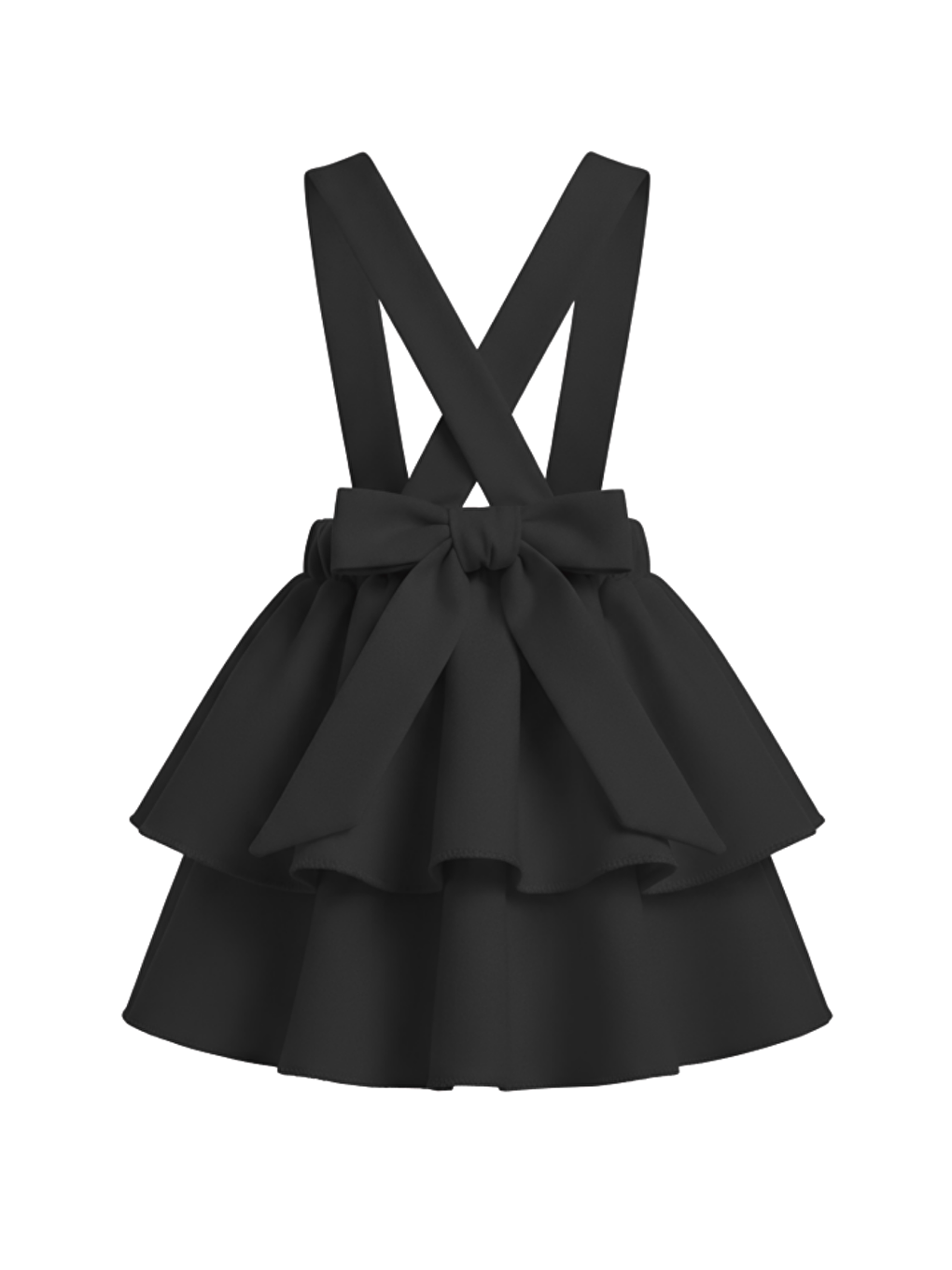 Kız Çocuk Helen Siyah Askılı Kat Kat Bağlama Jile Elbise-3