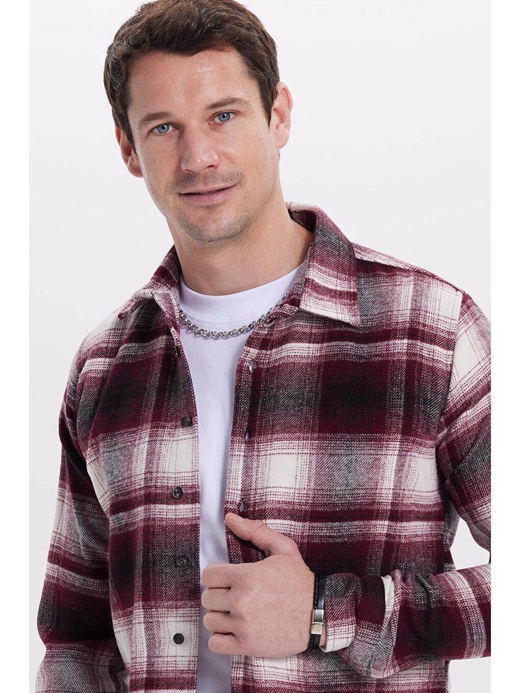 Karışık Erkek Slim Fit Dar Kesim Kareli Kışlık Oduncu Gömlek-1