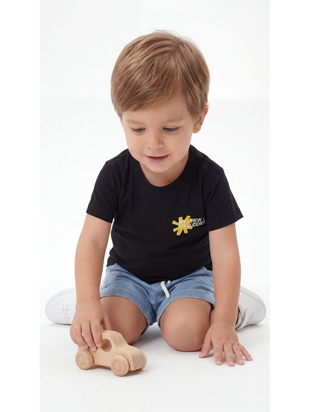 Siyah My Crew My Buddies Baskılı Erkek Bebek Alt Üst Takım-1