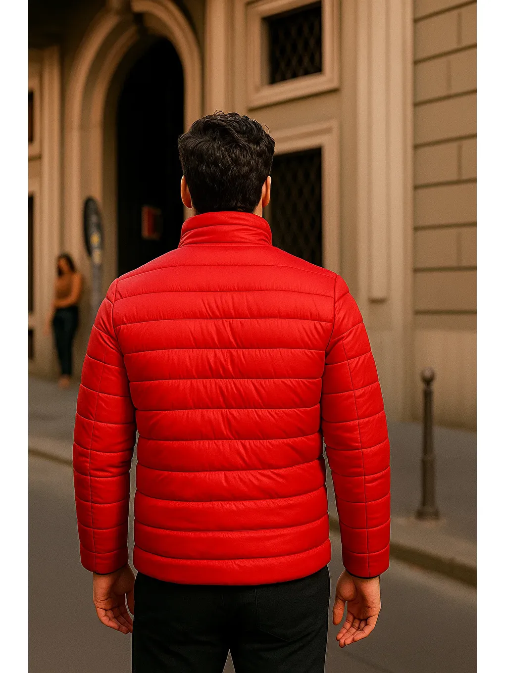 Erkek Comfort Fermuarlı Günlük Kışlık Kırmızı Şişme Mont-6