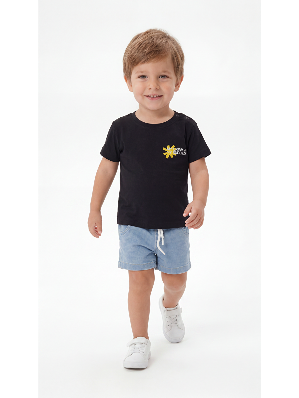 Siyah My Crew My Buddies Baskılı Erkek Bebek Alt Üst Takım-2