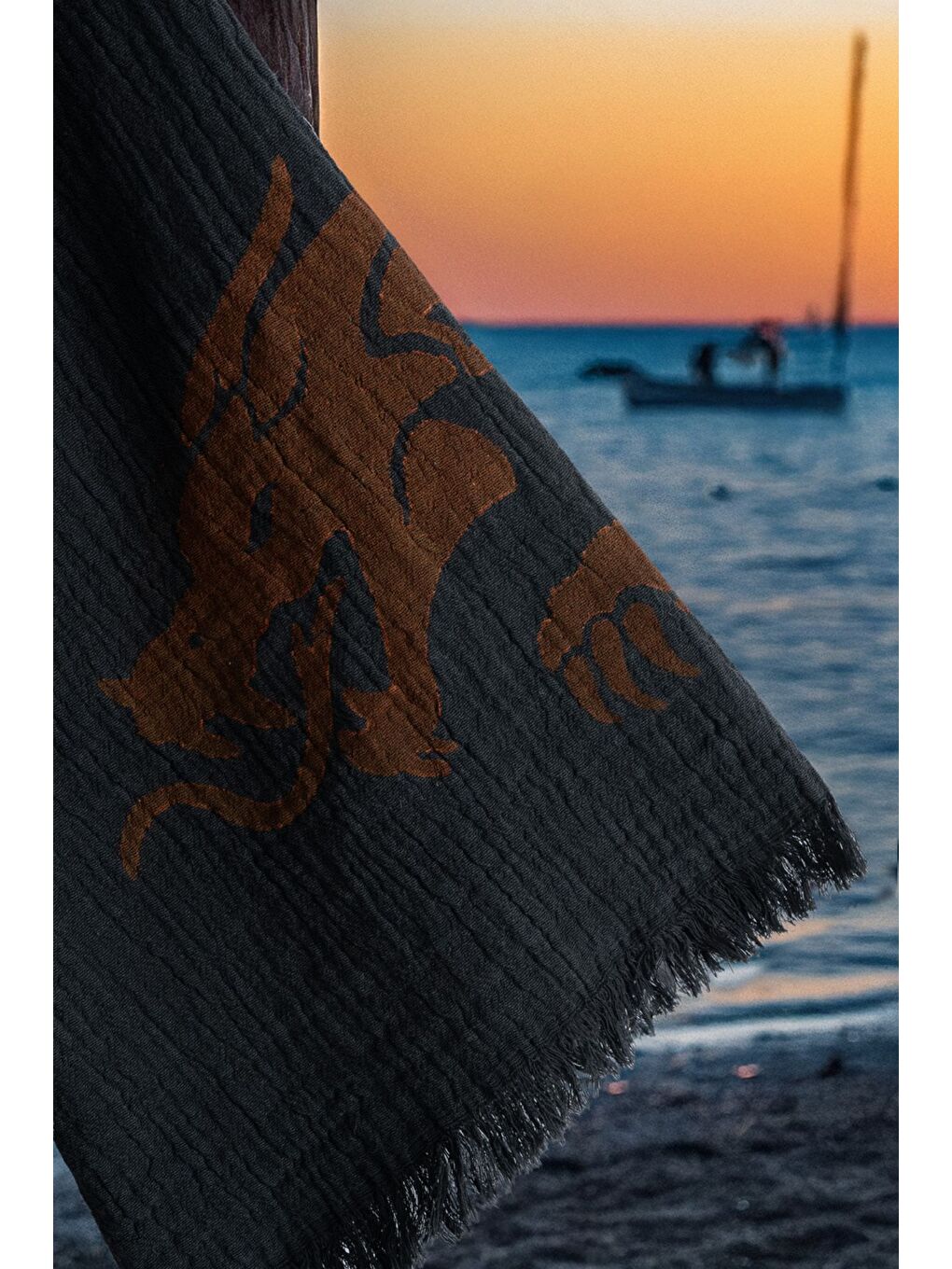 Siyah Organik %100 Pamuk Kimono Yaka Sabalık Bornoz Plaj Elbisesi - Viserion KIRMIZI/L/XL-3