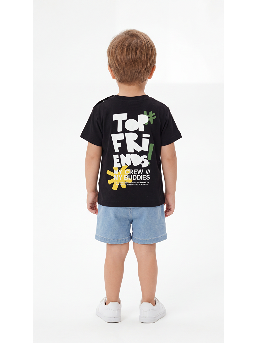 Siyah My Crew My Buddies Baskılı Erkek Bebek Alt Üst Takım-3