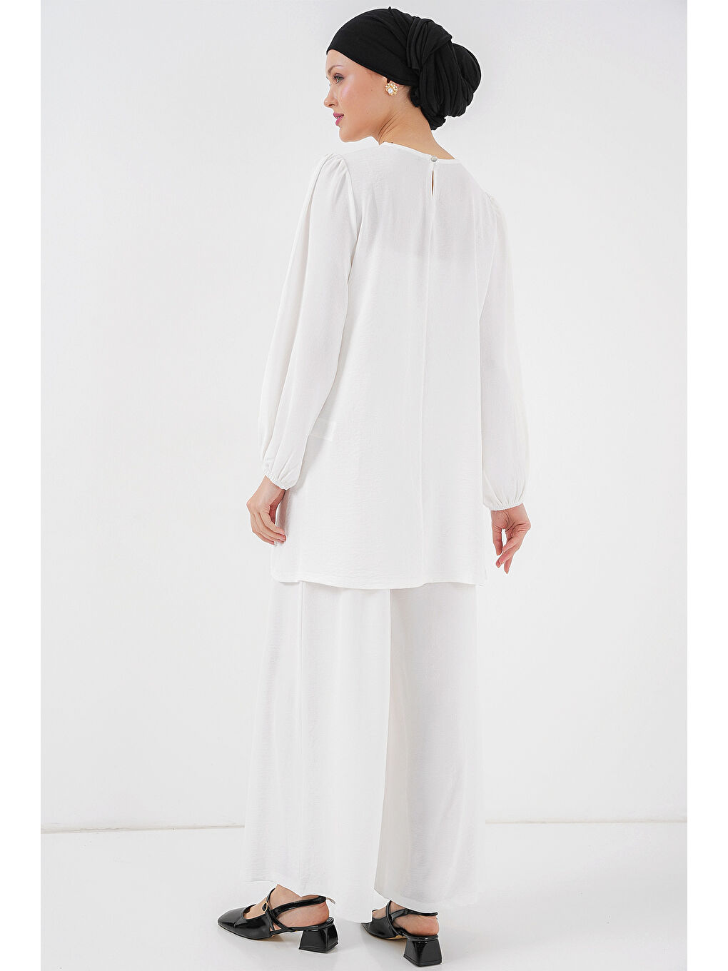 Kadın Ayrobin Tunik Pantolon Alt Üst Takım 6712 - Beyaz-4