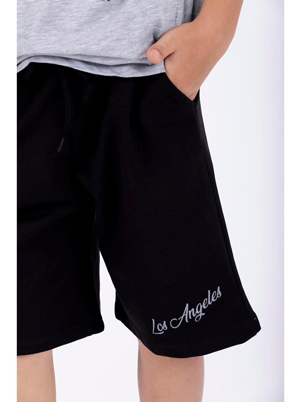 Bisiklet Yaka Kısa Kol Classıc Collectıon Baskılı Gri Renk Erkek Çocuk Kaprili Takım-4