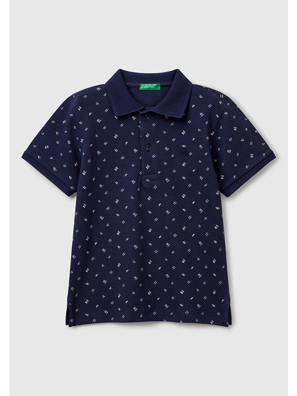 Erkek Çocuk Lacivert Puantiye Desenli Logo Detaylı Polo T-Shirt