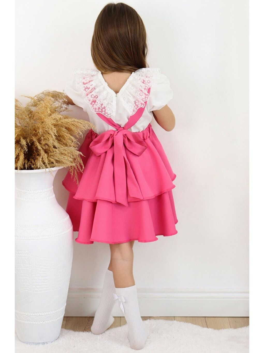 Pembe Kız Çocuk Askılı Jile ve Bluz Takım-9