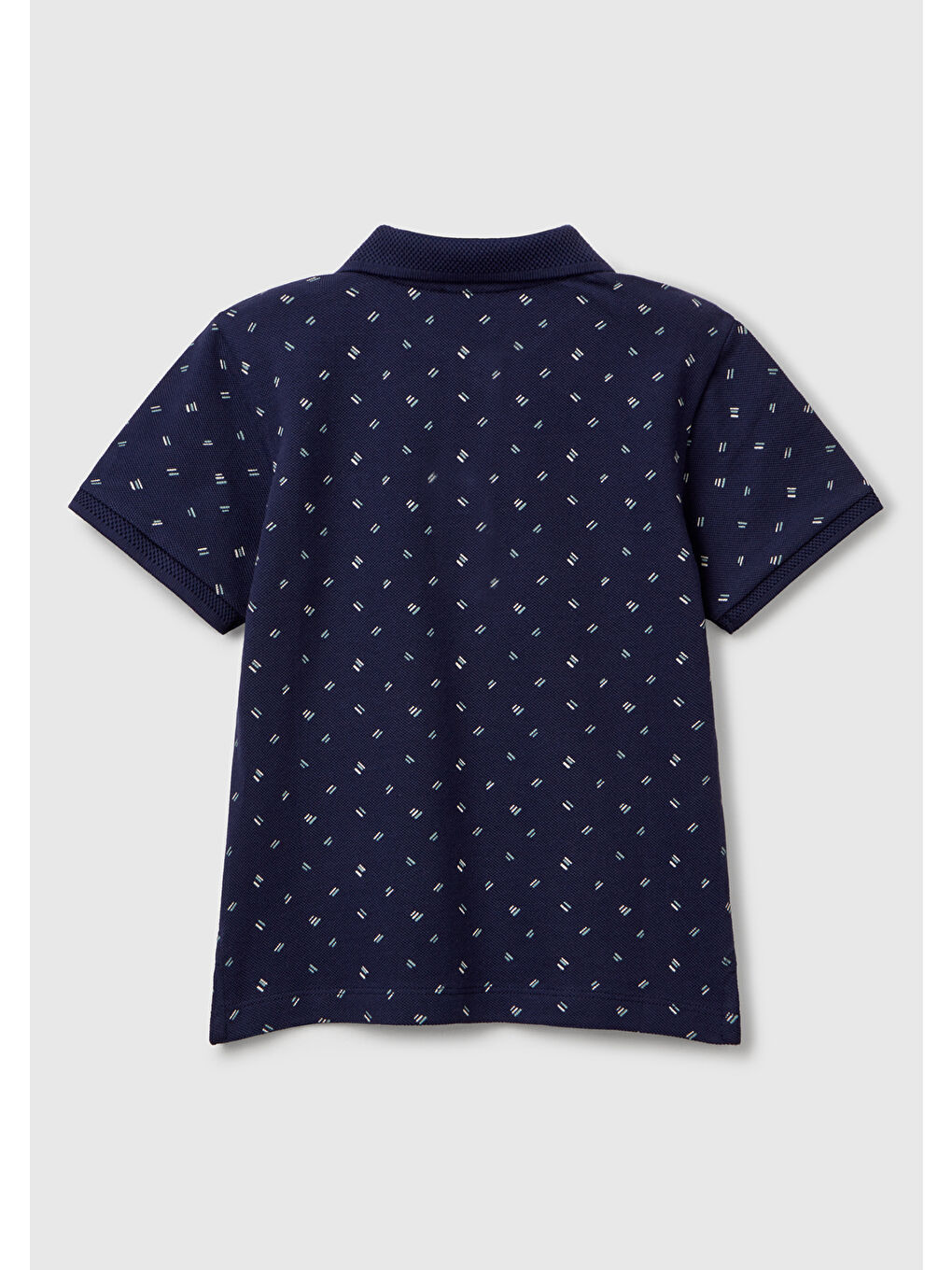 Erkek Çocuk Lacivert Puantiye Desenli Logo Detaylı Polo T-Shirt-1