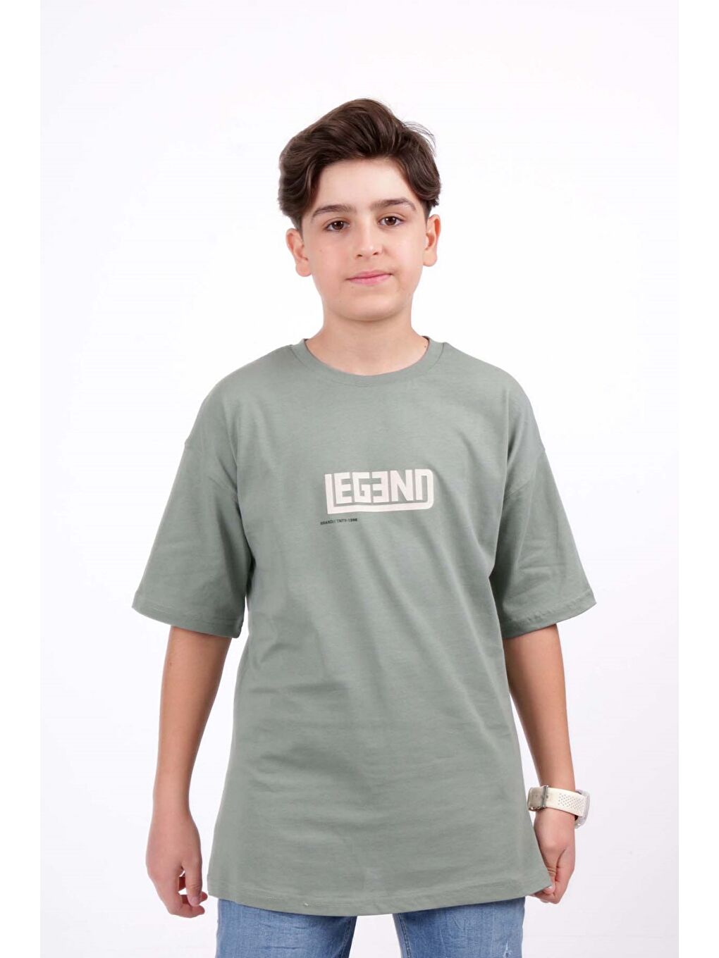 Yeşil Erkek Çocuk Baskılı Tişört-1