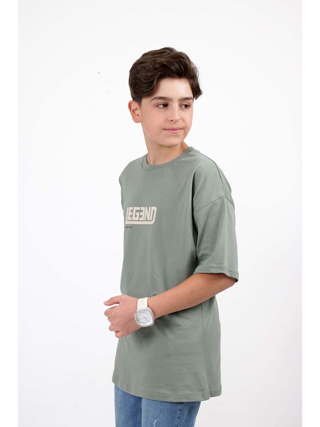 Yeşil Erkek Çocuk Baskılı Tişört-3