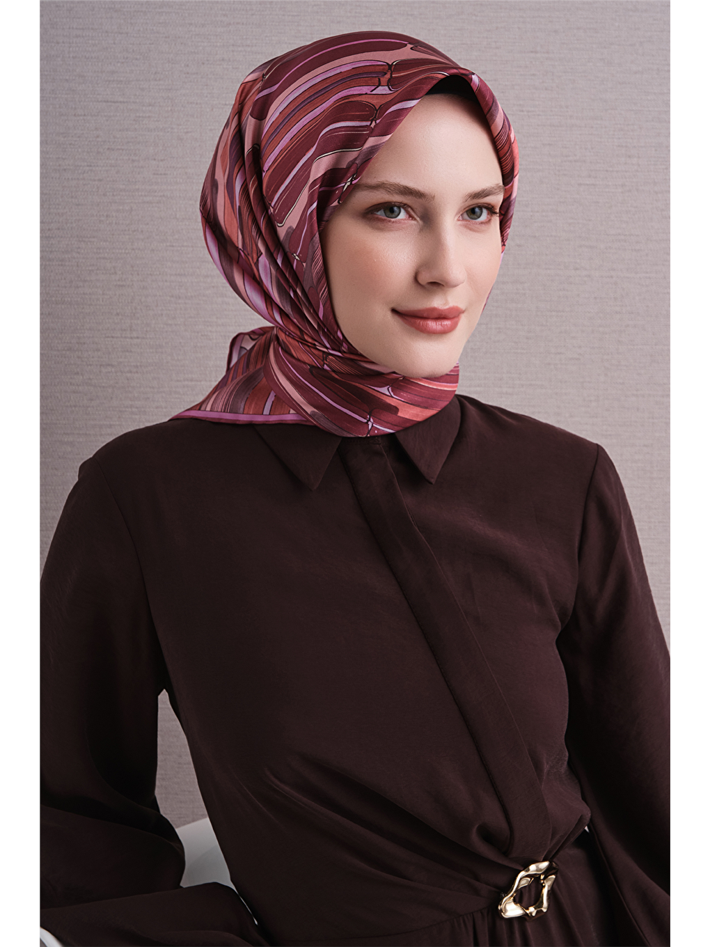 Bordo Saf İpek Twill Eşarp 9616d 54-2