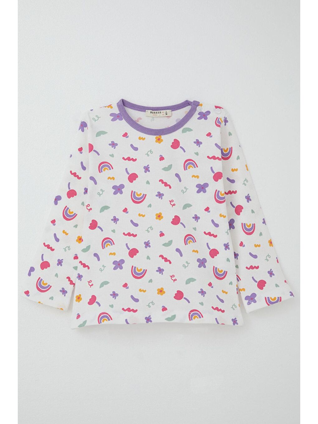 Kız Çocuk Pijama Takımı Baharın Renkleri Beyaz (1-3 Yaş)-1