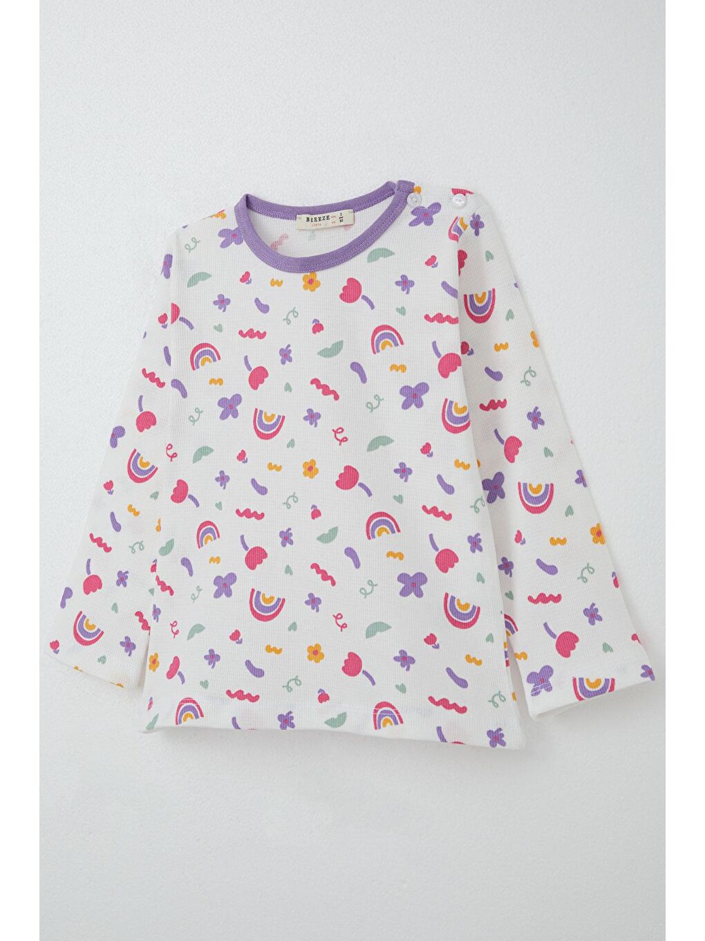 Kız Çocuk Pijama Takımı Baharın Renkleri Beyaz (1-3 Yaş)-5