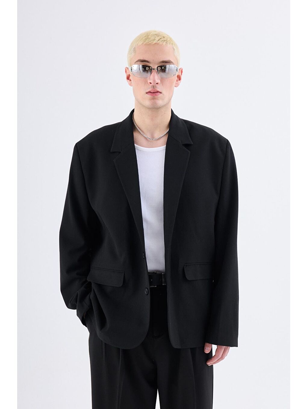 Klasik Oversize Takım Elbise Siyah-4