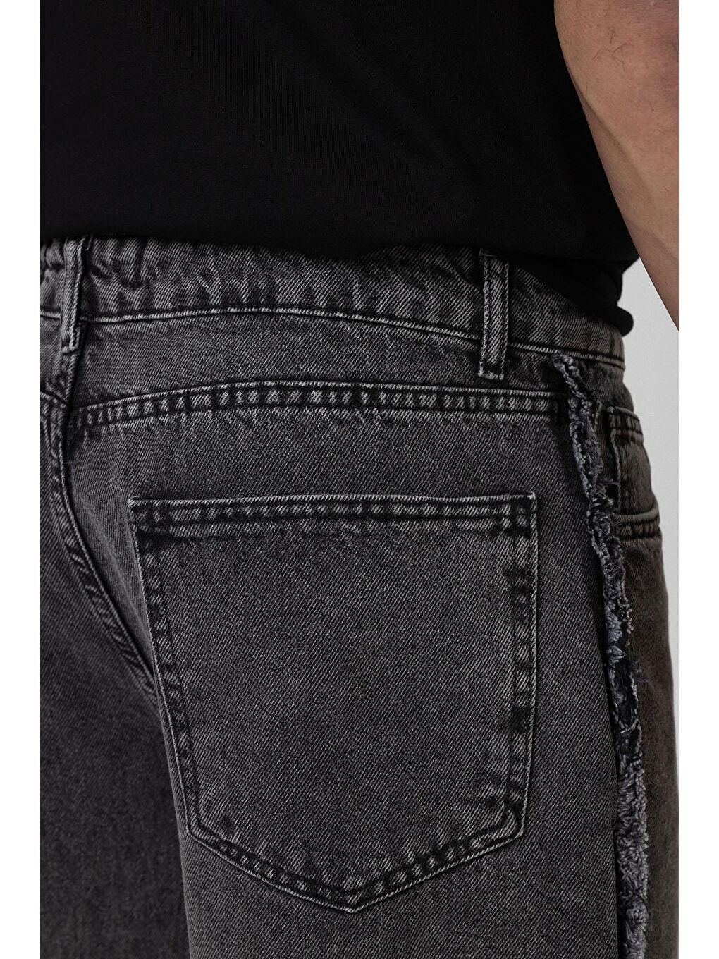 Yan Dikiş Detaylı Baggy Jean Gri-3