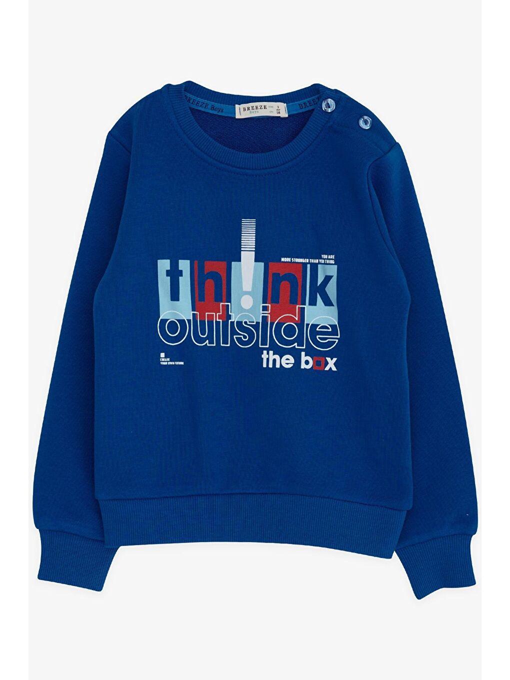 Breeze Saks Erkek Bebek Sweatshirt Yazı Baskılı Saks Mavisi (2 Yaş)