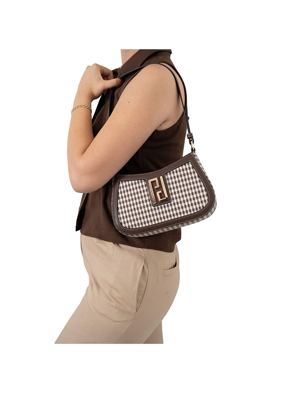 Kahverengi Kadın Omuz Çantası 1132-45598 SILVER POLO ÇAPRAZ BAYAN ÇANTASI M191 KAHVE SARI-MAT KAHVE