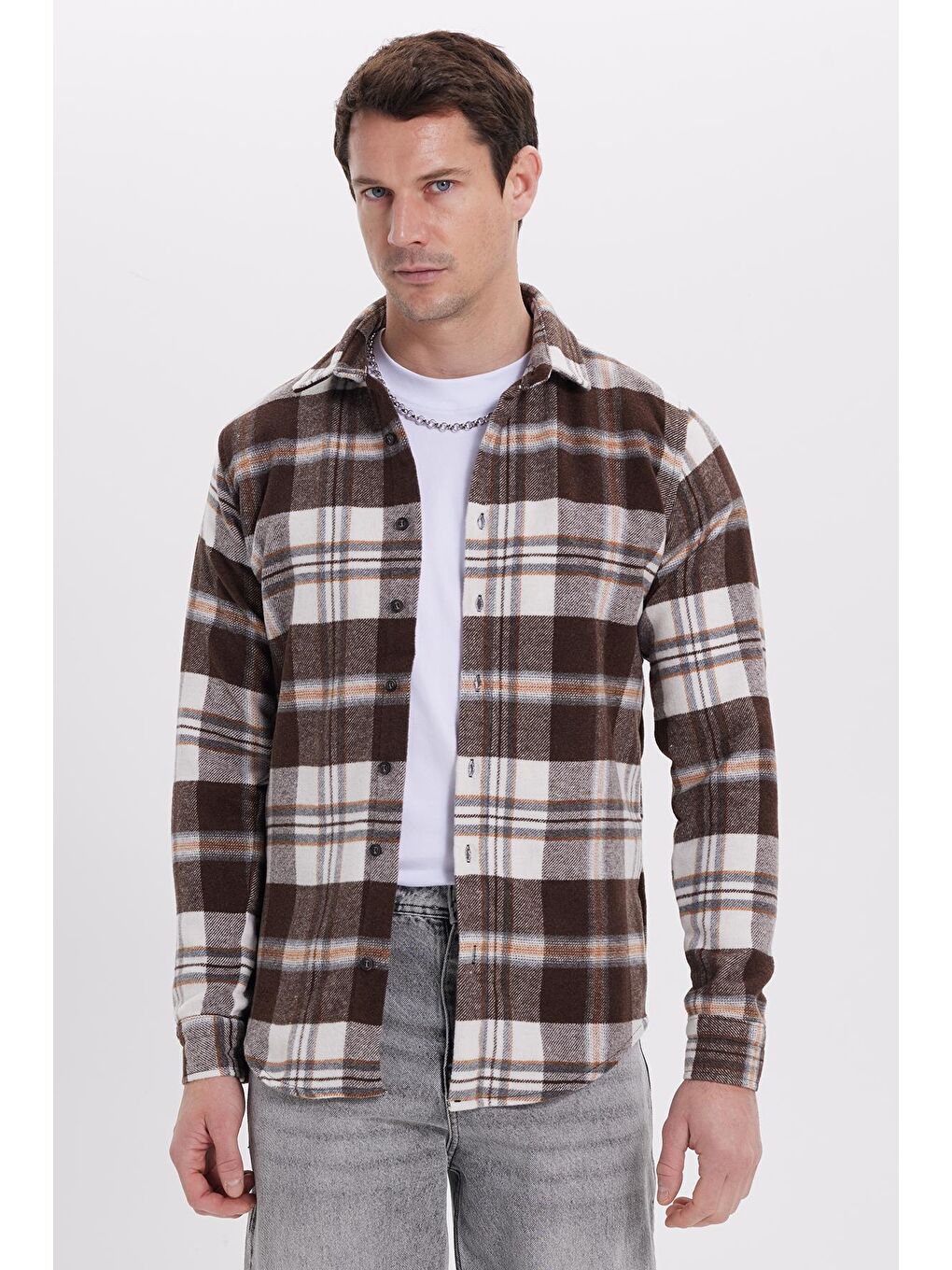 Karışık Erkek Slim Fit Dar Kesim Kareli Kışlık Oduncu Gömlek-1