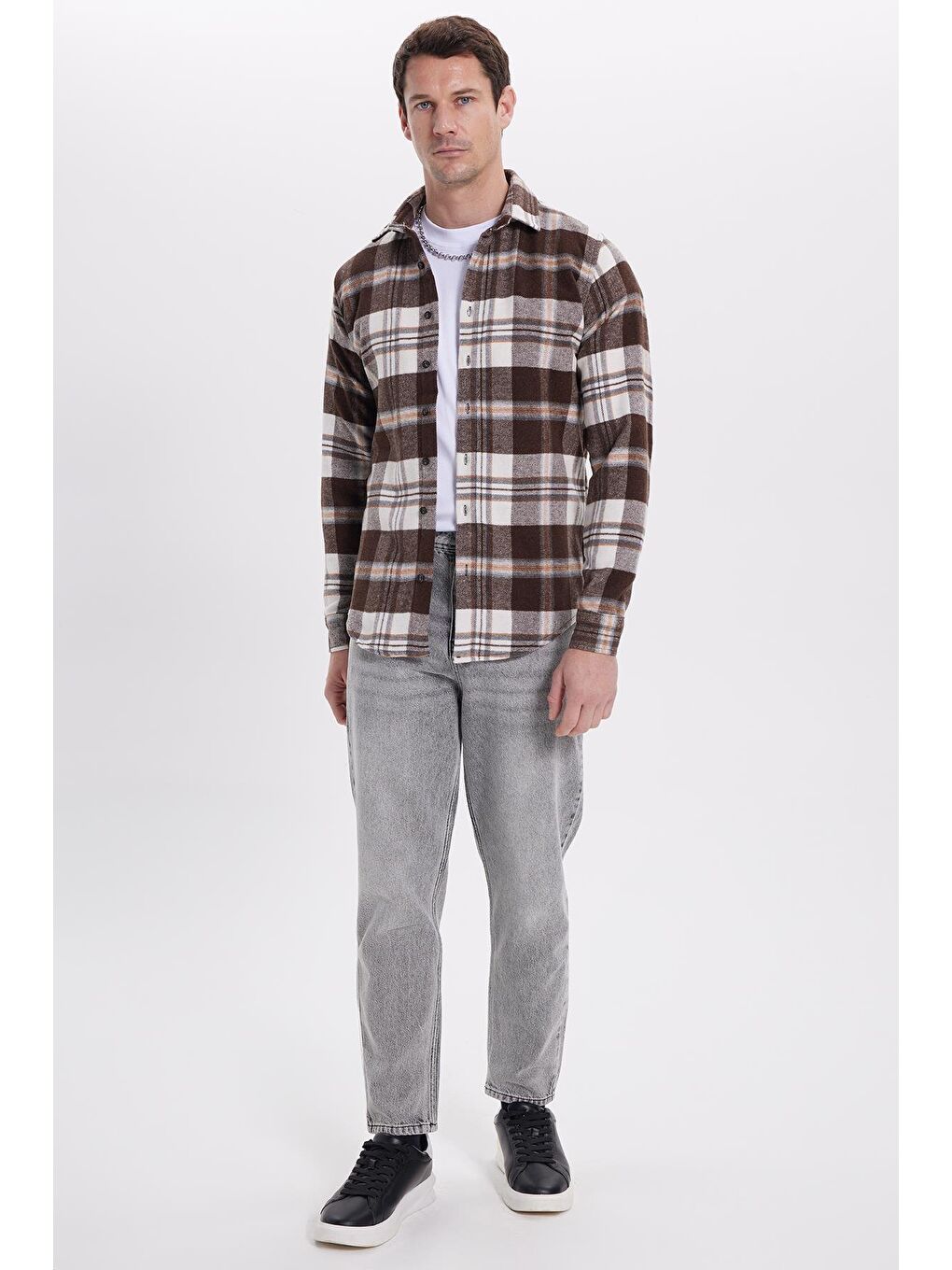 Karışık Erkek Slim Fit Dar Kesim Kareli Kışlık Oduncu Gömlek-3
