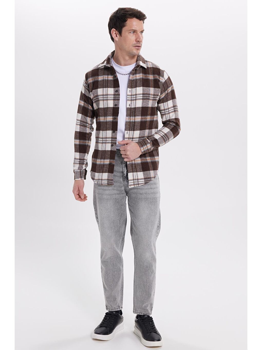 Karışık Erkek Slim Fit Dar Kesim Kareli Kışlık Oduncu Gömlek-4