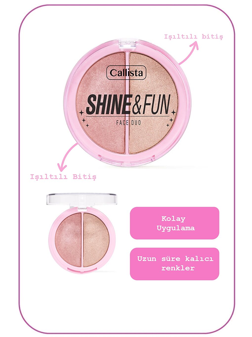 Callista Karışık Shine & Fun Face Duo Allık & Aydınlatıcı Paleti 130 Shine Squad - 1