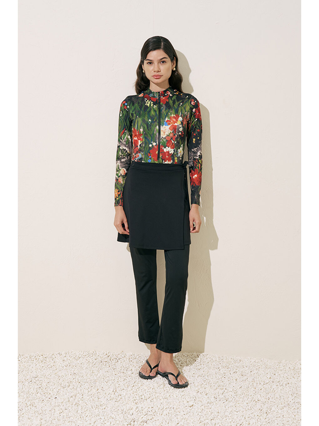 Siyah Fermuarlı Surf Mayo Dark Garden