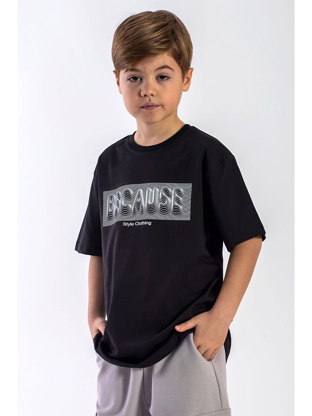 Zepkids Bisiklet Yaka Kısa Kol Yazı Baskılı Siyah Renk Erkek Çocuk Tshirt
