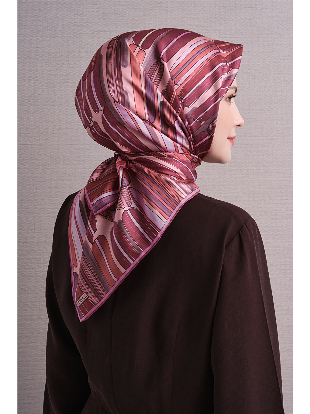 Bordo Saf İpek Twill Eşarp 9616d 54-3