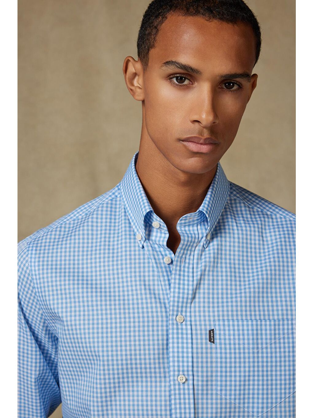 Aldo Poplin Pamuklu Comfort Fit Koyu Mavi Düğmeli Yaka Erkek Kareli Gömlek-3