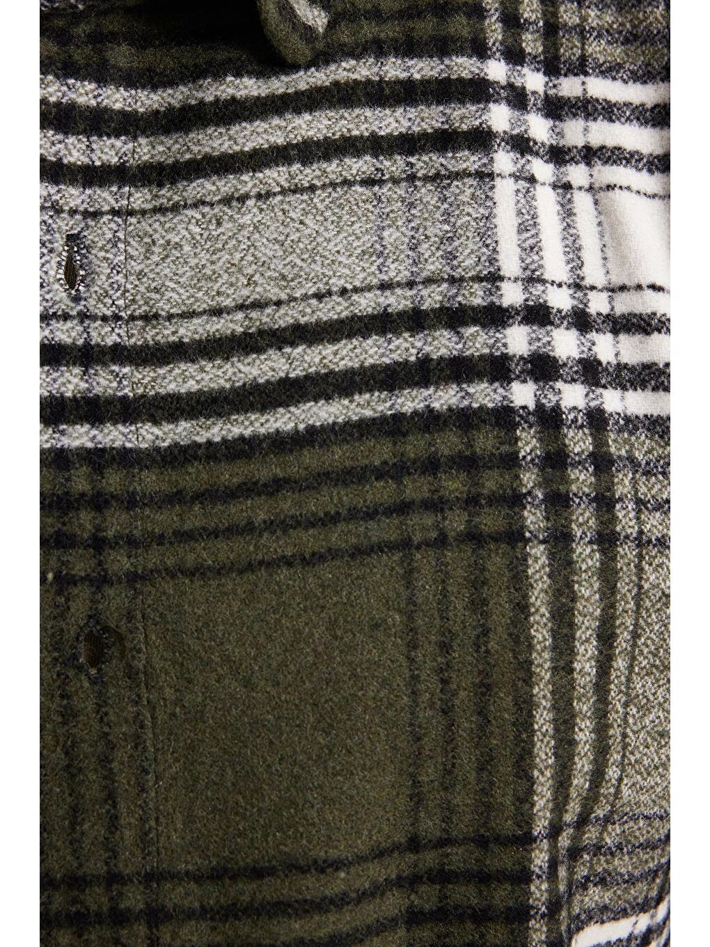 Haki Erkek Slim Fit Dar Kesim Kareli Kışlık Oduncu Gömlek-4