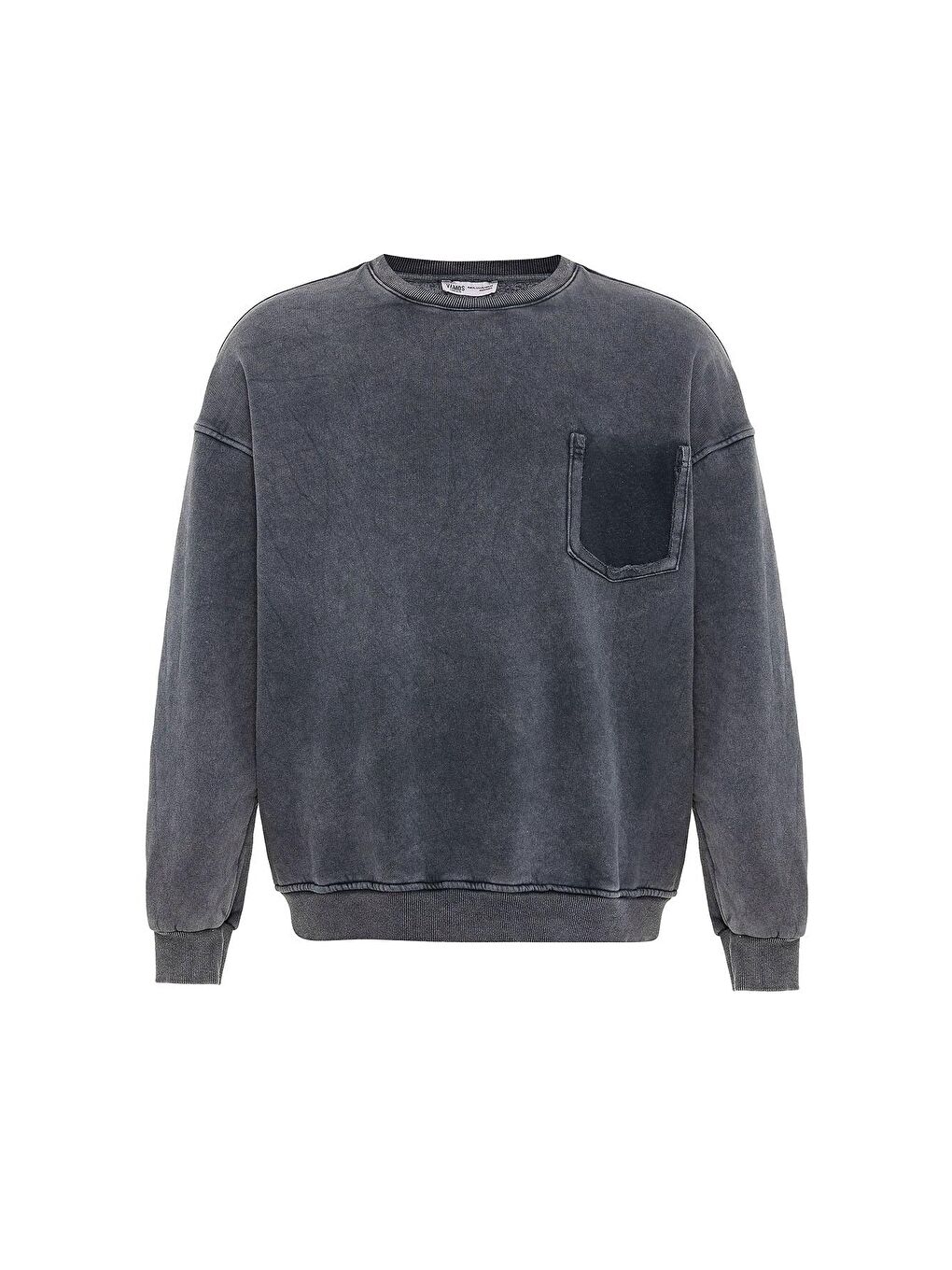 Yıkamalı Cep Detaylı Oversize Sweatshirt Siyah-2