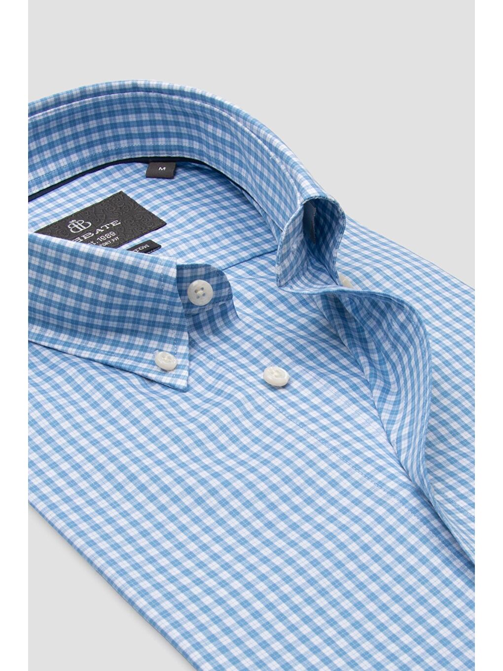 Aldo Poplin Pamuklu Comfort Fit Koyu Mavi Düğmeli Yaka Erkek Kareli Gömlek-5