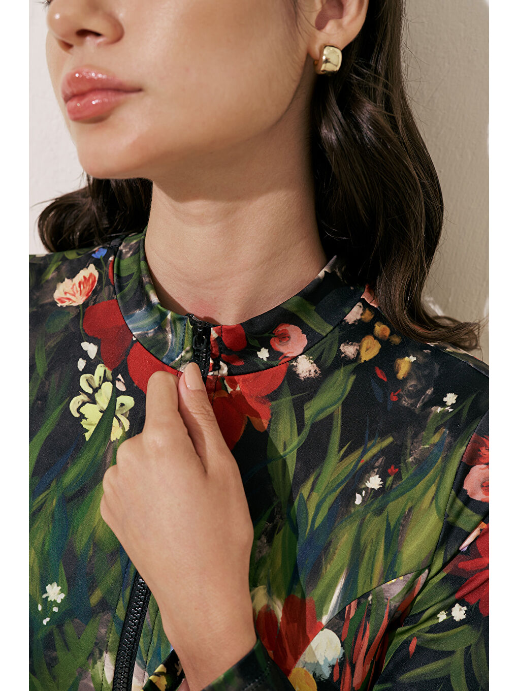 Siyah Fermuarlı Surf Mayo Dark Garden-2