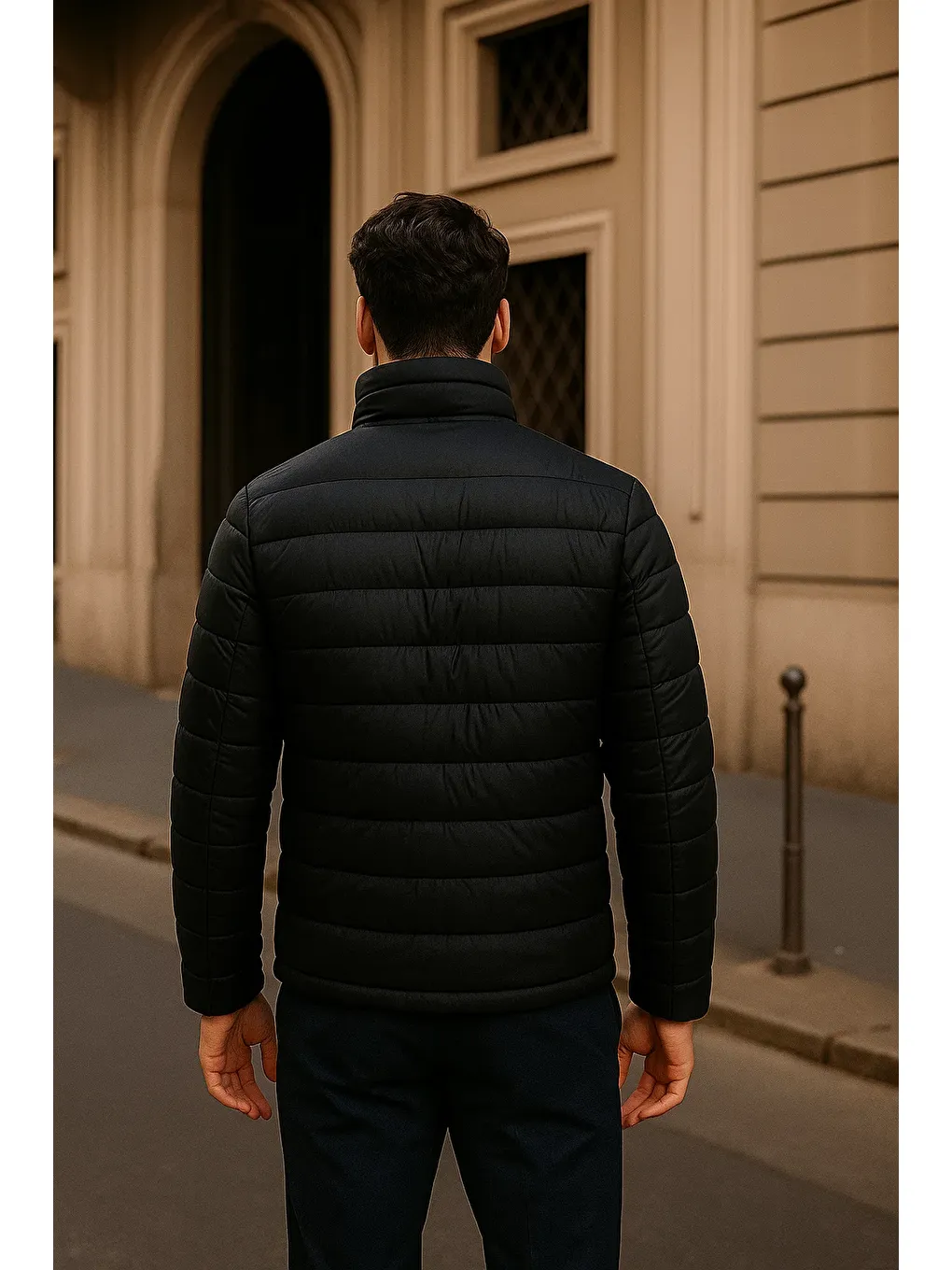 Erkek Comfort Fermuarlı Günlük Kışlık Siyah Şişme Mont-4