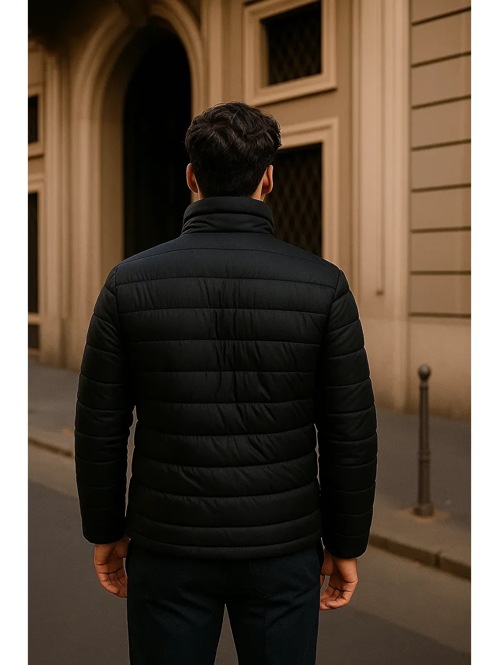 Erkek Comfort Fermuarlı Günlük Kışlık Siyah Şişme Mont-5