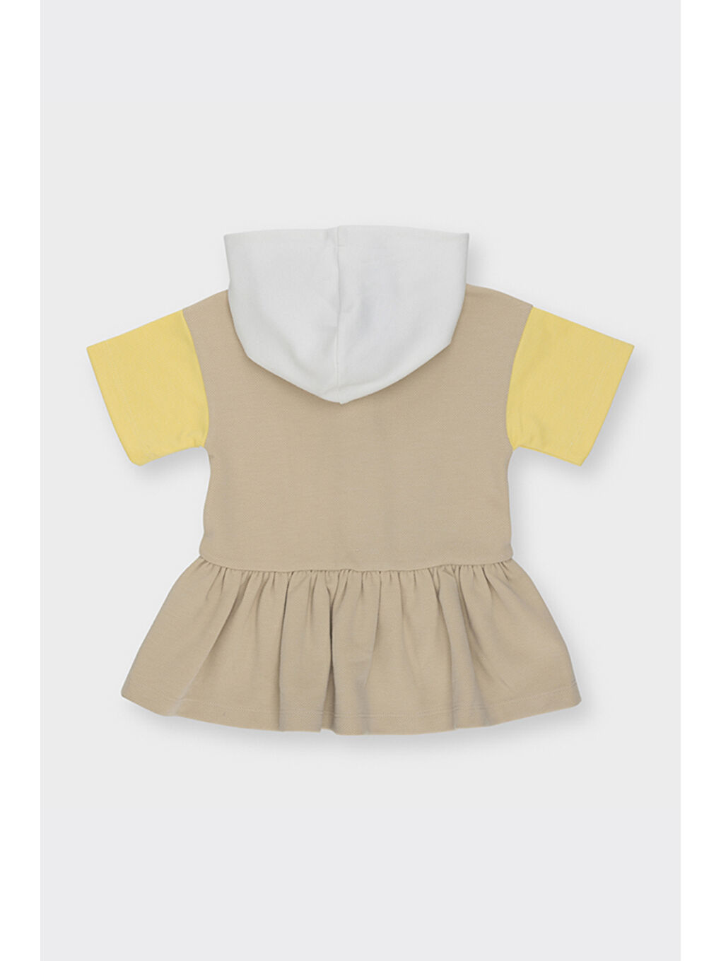 Kız Bebek Kapüşonlu Bej Elbise-1