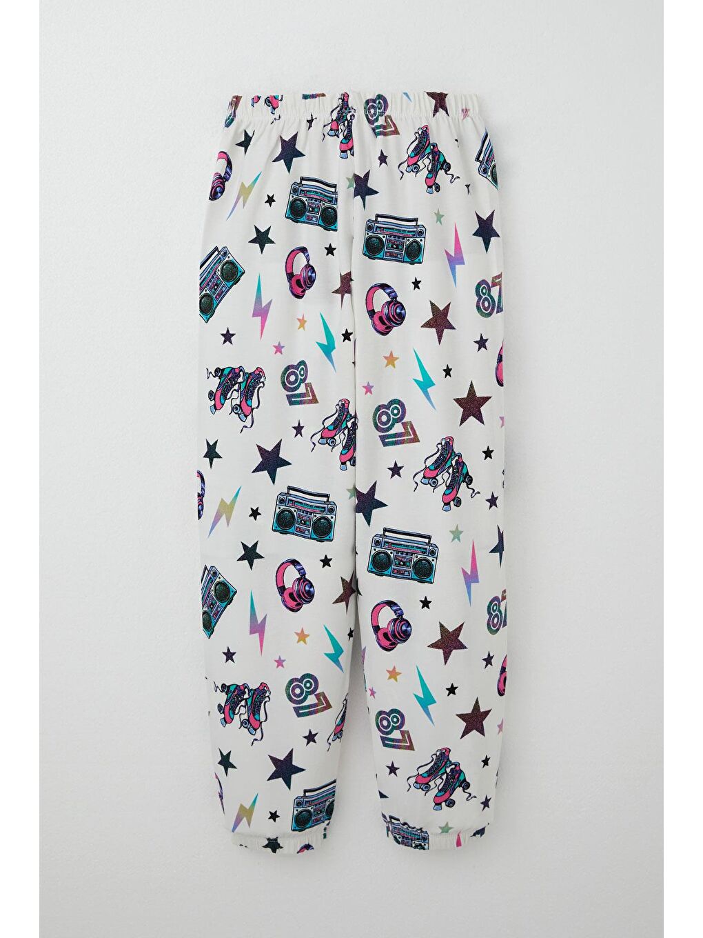 Kız Çocuk Pijama Takımı Müzik Temalı Yıldız Desenli Ekru (4-7 Yaş)-4