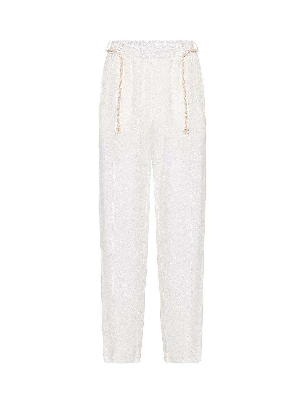 Kemer Detaylı Baggy Kumaş Erkek Pantolon Ekru-1