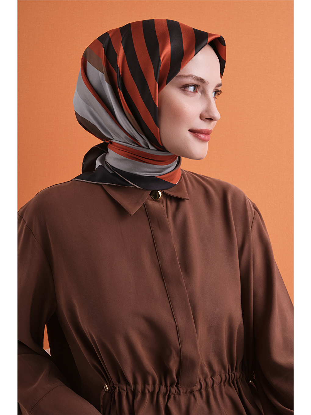 Turuncu Saf İpek Twill Eşarp 9615d 37-1