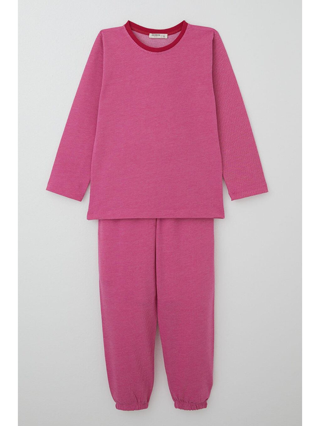 Kız Çocuk Pijama Takımı Verev Çizgi Desenli Pembe (4-8 Yaş)