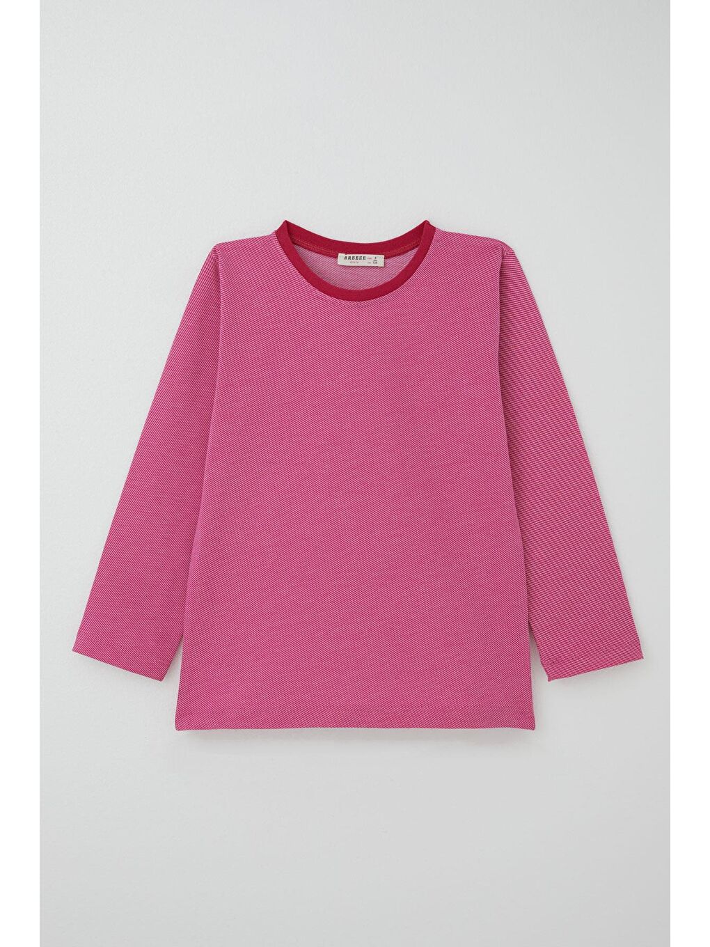 Kız Çocuk Pijama Takımı Verev Çizgi Desenli Pembe (4-8 Yaş)-1