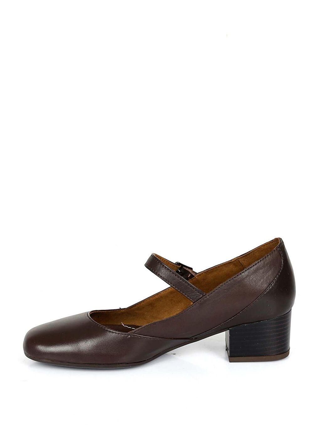 Kahverengi KAHVERENGİ  Hakiki Deri Küt Burun Kısa Kalın Topuklu Kadın Ayakkabı 24220-6